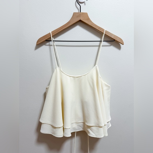 Free People Tops - Free People ivory lace back flowy white tank top crop top medium boho beach cute